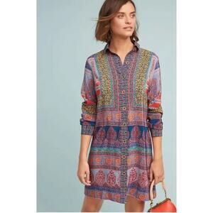 Anthropologie Maeve Casablanca Silk Shirtdress